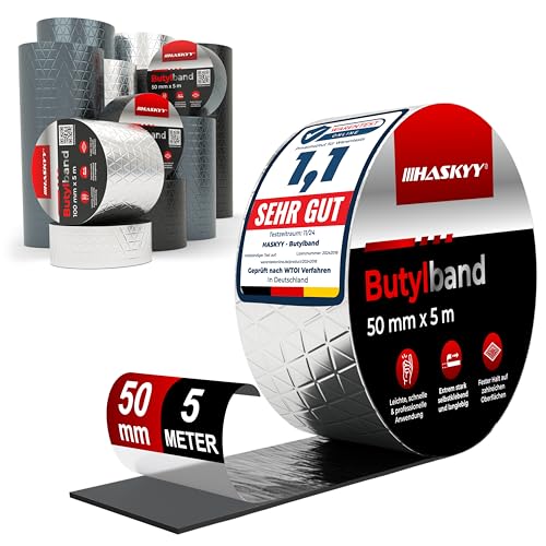 Wasserdichtes Klebeband Butylband I 5cm*5m hochwertig selbstklebend mit Aluminiumfolie I Butyl-Tape alterungsbeständig korrosionsbeständig UV-beständig von HASKYY