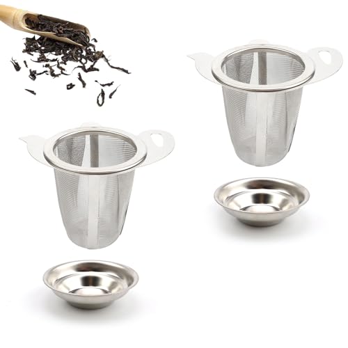 HASLED 2 Stück Edelstahl Teesieb mit Halter - Feinfilter für Losen Tee, Kaffee und Mehl, Hitzebeständiger Griff HASLED 2 Stück Edelstahl Teesieb mit Halter - Feinfilter für Losen Tee, Kaffee und Mehl, Hitzebeständiger Griff von HASLED