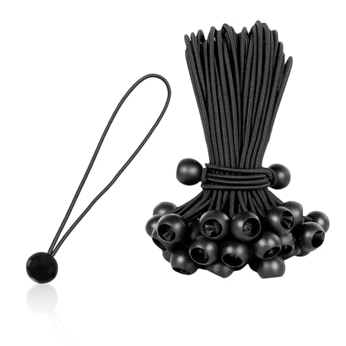 HASLED 20 Stück Spanngummis mit Kugel (30 cm) - Gummispanner für Planen, Zelte & Banner | Schwarz | Latex + PP | Camping Zubehör von HASLED