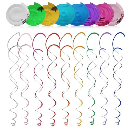 HASLED 36 Stück Spiral-Deko Girlanden (Bunt) – Wiederverwendbare Karneval & Party-Dekoration mit Einzel- & Doppelspiralen (75 cm Länge) – Inkl. Aufhängehaken von HASLED