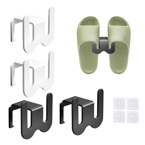 HASLED 4 x Schuhhalter Wandmontage Jeweils zwei Stück in Schwarz und Weiß - Aluminium Schuhregal für Tür & Wand | Selbstklebend & Platzsparend | Für Flur, Bad, Balkon HASLED 4 x Schuhhalter Wandmontage Jeweils zwei Stück in Schwarz und Weiß - Aluminium Schuhregal für Tür & Wand | Selbstklebend & Platzsparend | Für Flur, Bad, Balkon von HASLED