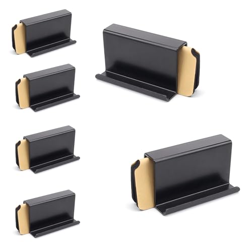 HASLED 6 Stück Selbstklebende Glastürgriffe | Schwarz | für 3-6 mm Rahmenlose Duschtüren & Schränke | Ohne Bohren | Modernes Design von HASLED