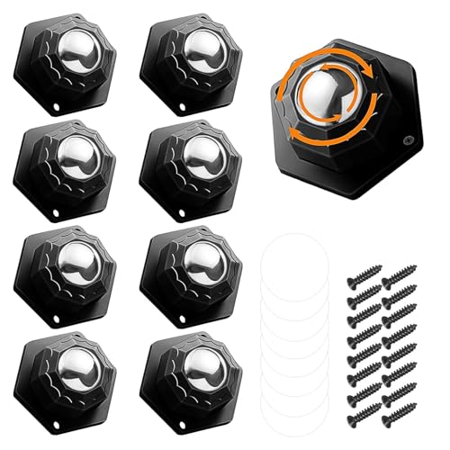 HASLED 8er-Set Schwerlast-Möbelrollen selbstklebend - 360° drehbar, max. 300 kg pro Rolle | Für Möbel, Küchengeräte & Aufbewahrungsboxen | Kugelrollen Mini mit Edelstahlkugeln von HASLED