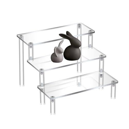 HASLED Acryl Display Ständer (3-stöckig) 20x8cm - Transparentes Parfümregal mit Schraubenset | Organizer für Flakons, Sammlerfiguren & Deko | Inkl. Montagewerkzeug von HASLED