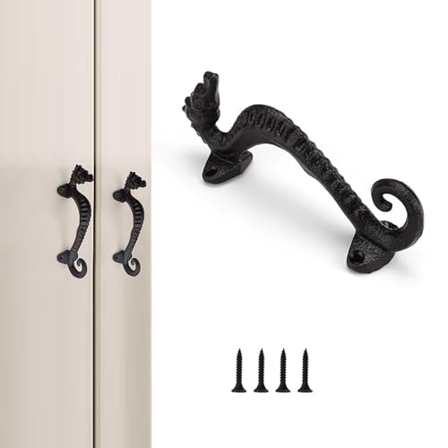 HASLED Türgriff Seepferdchen Design Schwarz - Seepferdchen griffe mit 4 Schrauben für Schiebetüren, Schränke & Möbel von HASLED
