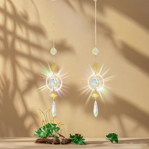 HASLED Kristall Sonnenfänger 2er-Set - Hängende Fensterdekoration aus Kristallglas & Metall für Garten, Balkon, Innenraum HASLED Kristall Sonnenfänger 2er-Set - Hängende Fensterdekoration aus Kristallglas & Metall für Garten, Balkon, Innenraum von HASLED
