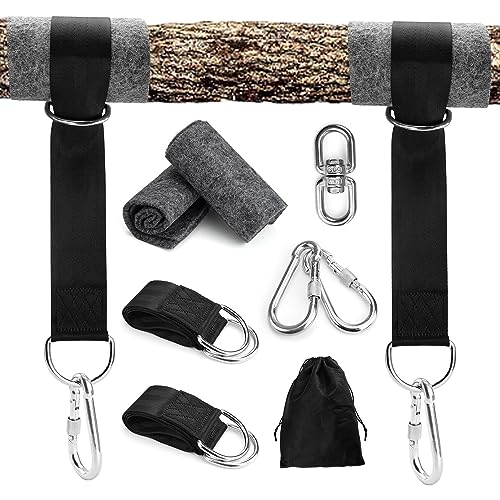 HASLED Schaukel Befestigung, 90cm Schaukel Aufhängung mit D-Ringen, Hält bis zu 500kg, Hängesessel Befestigung mit Baumschutz Polster, Schaukelseile für Baumschaukelsitz, Hängematte, Planke von HASLED