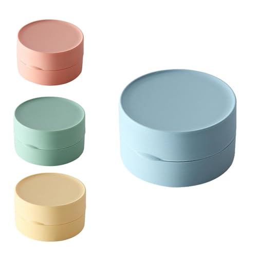 HASLED 4er Set Seifendose Rund (Ø8x4.5cm) - Reise Seifenbox mit Deckel aus PP in 4 Farben - Ideal für Festseife unterwegs, zuhause & Schule von HASLED
