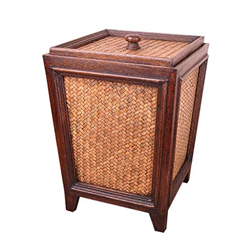 HASMI Abfalleimer Vintage handgemachte Papierkorb, orientalischer klassischer Stil exotischer Aufbewahrungsbox, holz Wohnzimmer Haushaltsraum Mülleimer von HASMI