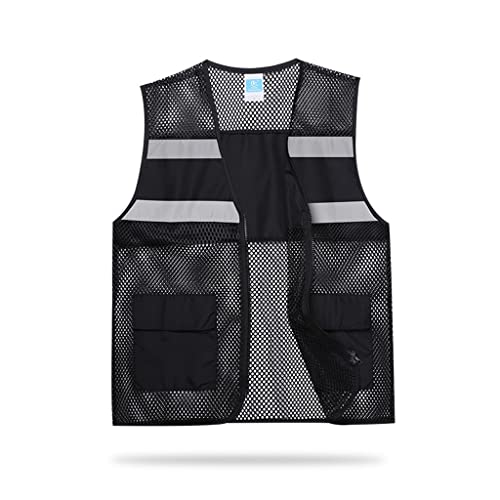 HASMI Arbeitssicherheitsweste Hochsichtbare Sicherheitsweste aus Mesh mit Taschen und Reißverschluss, Warnweste mit Hellen reflektierenden Streifen für Männer und Frauen Hochsichtbar, reflektierend von HASMI