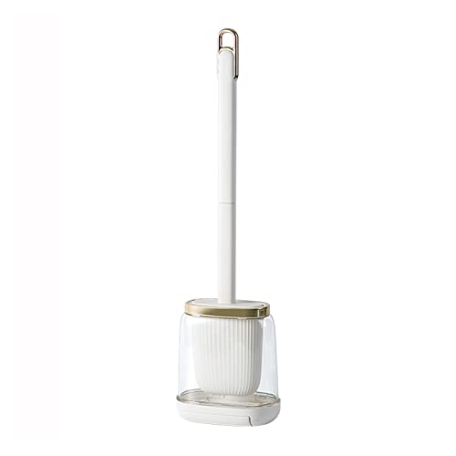 HASMI Klobürste Home Toilettenbürste Haushalt Silikon Toilettenpinsel Set Wall montiert Toilettenfreie Punch Toilettenpinsel Abnehmbare Basis Flexible Borsten Toilettenbürste (Color : Wit) von HASMI