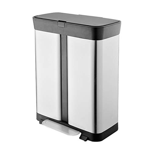 HASMI Outdoor-Mülleimer mit Deckel Edelstahl-Mülleimer Großer Mülleimer im Freien, umweltfreundlicher doppelter Fass-Mülleimer Schrank zum Mülltrennen (Color : with Cover, Size : 60L) von HASMI