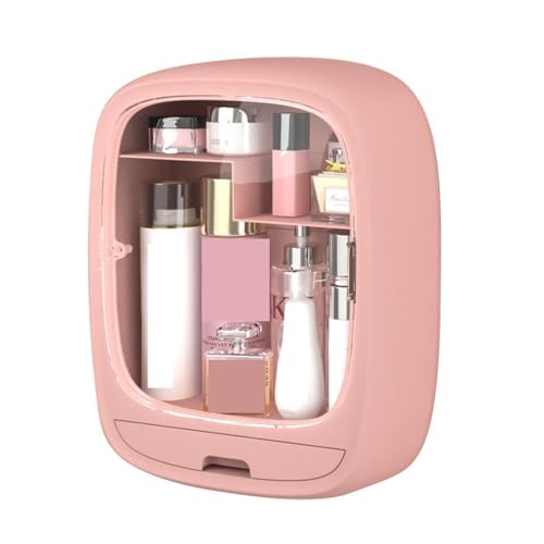 HASMI Schweberegal Toilettenartikelregal, wandmontierte Kosmetik-Aufbewahrungsbox, perforationsfreies Aufbewahrungsregal Wandregal (Color : Pink) von HASMI