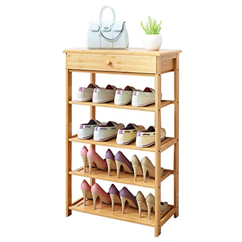 Schuhregal 4-stufiges Schuhregal mit einer Schublade, Kleiderständer, Schuhaufbewahrungsregale, freistehende flache Regale, klassischer Stil – multifunktionaler Regal-Organizer Schuhschrank ( Size : F von HASMI