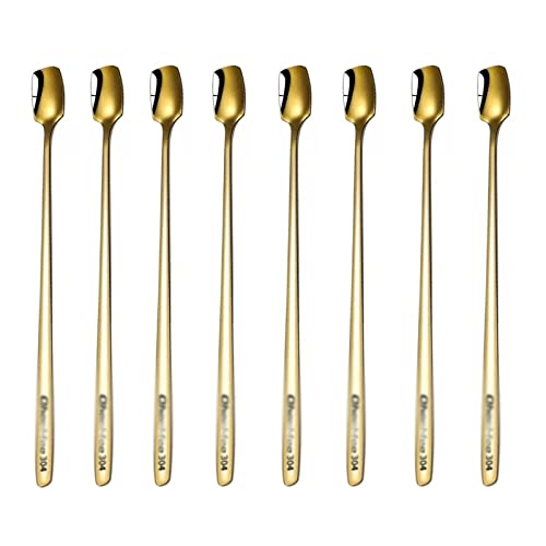 Teelöffel Rührlöffel aus 304 Edelstahl, Kaffeelöffel, kleiner Gewürzlöffel, quadratischer Dessert-Honiglöffel, 8 Stück Kaffeelöffel (Color : A) von HASMI