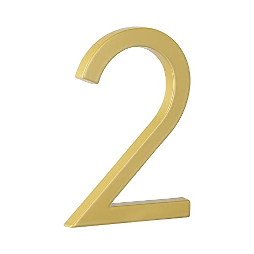 HASWARE 5" Floating House Number for Outside, Zinc Alloy Modern Outdoor Address Sign for Yard Street and Mailbox, Address Numbers and Letters for House (2, Golden) von HASWARE