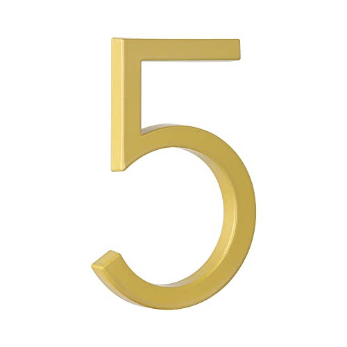 HASWARE 5" Floating House Number for Outside, Zinc Alloy Modern Outdoor Address Sign for Yard Street and Mailbox, Address Numbers and Letters for House (5, Golden) von HASWARE