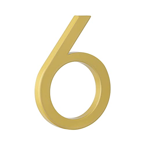 HASWARE 5" Floating House Number for Outside, Zinc Alloy Modern Outdoor Address Sign for Yard Street and Mailbox, Address Numbers and Letters for House (6, Golden) von HASWARE