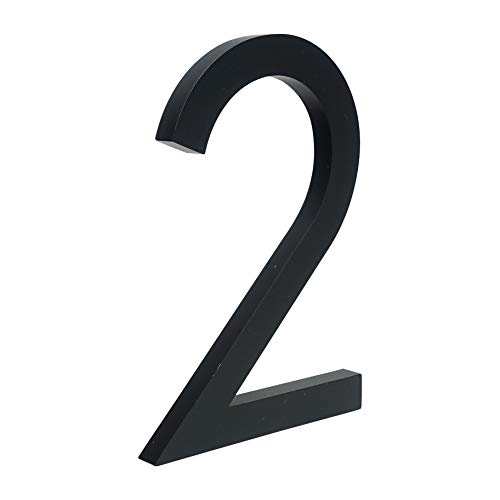 HASWARE Schwimmende Hausnummer 4 Zoll (10 cm) Stilvolle Türnummern Alphabet Plaque Straße Privatadresse Ziffern (Small 2, Schwarz) von HASWARE