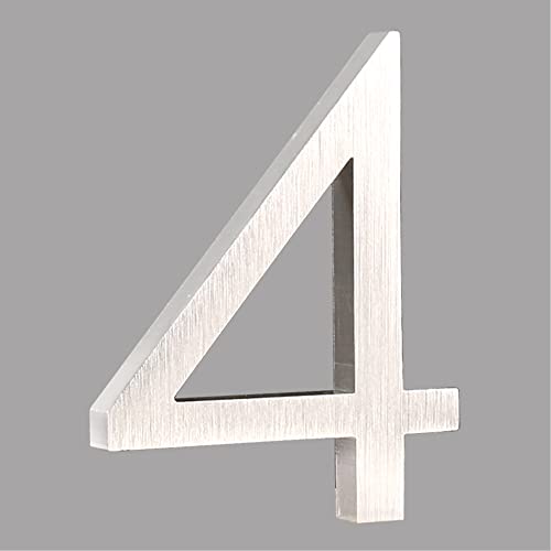 HASWARE Schwimmende Hausnummer 4 Zoll (10 cm) Stilvolle Türnummern Alphabet Plaque Straße Privatadresse Ziffern (Small 4, silber) von HASWARE