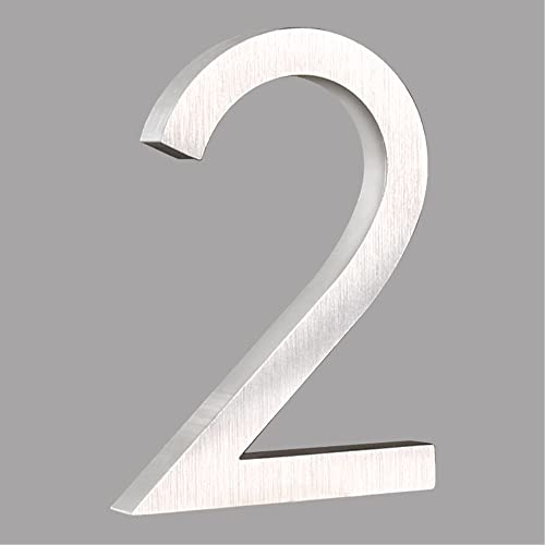 HASWARE Schwimmende Hausnummer 6 Zoll (15 cm) Stilvolle Türnummern Alphabet Plaque Straße Privatadresse Ziffern (2, silber) von HASWARE