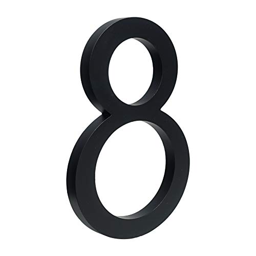 HASWARE Schwebende Hausnummer, 10,2 cm, stilvolle Türnummern, Alphabet-Schild, Straße, Zuhause, Adressziffern (kleine 8, schwarz) von HASWARE