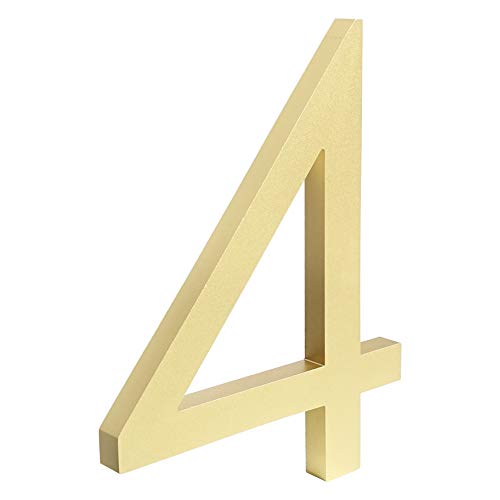 HASWARE Schwimmende Hausnummer 6 Zoll (15 cm) Stilvolle Türnummern Alphabet Plaque Straße Privatadresse Ziffern (4, Golden) von HASWARE