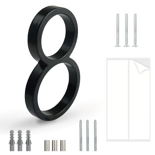 HASWARE Schwebendes Hausnummernschild: 5 Zoll (12cm) modernes Türschild – auffällig für Straßennummern (8, Schwarz) von HASWARE