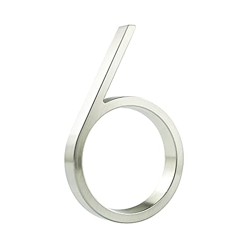 HASWARE Schwebendes Hausnummernschild: 5 Zoll (12cm) modernes Türschild – auffällig für Straßennummern (6, Silber) von HASWARE