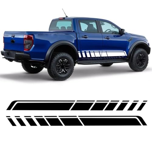 2 Stück Rennsportwagen-Tür-Seitenstreifen-Rock-Aufkleber Vinyl-Körperaufkleber, für F=ord F150 Raptor Ranger T6 T7 Wildtrak-Zubehör von HASWEX