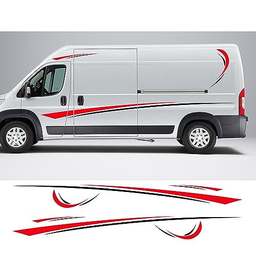 6 Stück/Lot Auto Aufkleber Grafiken Sport Vinyl Streifen Wohnmobil Van Aufkleber, Für Peugeot Boxer, Für Citroen Jumper, Für Fiat Ducato Zubehör von HASWEX