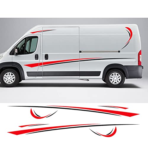 6 Teile/los Auto Aufkleber Grafiken Sport Vinyl Streifen Wohnmobil Aufkleber, Für P=eugeot Boxer Citroen Jumper Fiat Ducato Zubehör von HASWEX