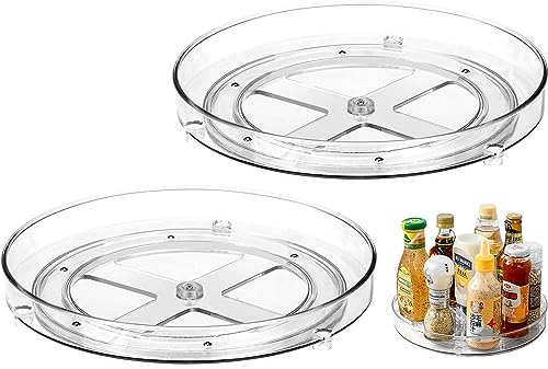 HATANSE 2 Stück Lazy Susan Drehteller Organizer Kühlschrank Organizer 360° Drehbarer Gewürzregal für Kühlschrank Küche Speisekammer Schrank Badezimmer Kommode Durchsichtige (2 x 23.5 cm) von HATANSE