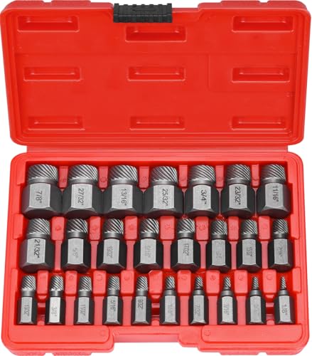 HATANSE 25-Teiliges Schraubenausdreher Set Profi Linksausdreher Set Bolzenausdreher-Set Screw Extractor mit Tragetasche zum Entfernen von Gebrochenen Bolzen, Schrauben, Steckschrauben von HATANSE