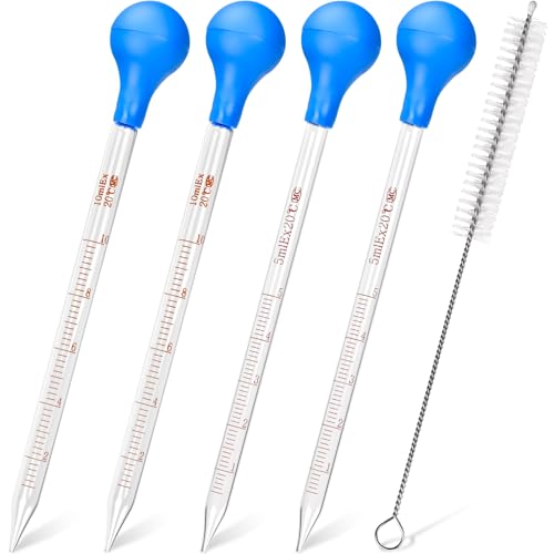 HATANSE 4 Stück Glas Pipetten Dropper, Tropfpipetten, Pipette Glas, Transfer Pipette, Glaspipette, Messpipetten, 5ml 10ml mit Tropfenbürsten HATANSE 4 Stück Glas Pipetten Dropper, Tropfpipetten, Pipette Glas, Transfer Pipette, Glaspipette, Messpipetten, 5ml 10ml mit Tropfenbürsten von HATANSE