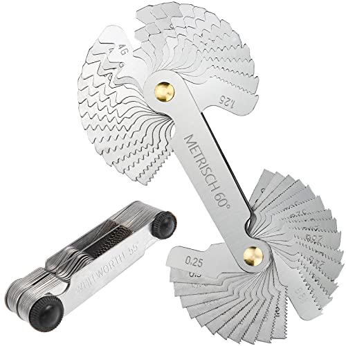 HATANSE 52tlg Gewindelehre Metrisch 60 Grad 0.25-6mm und Zoll 55 Grad 4-62G, Edelstahl Messlehre Feingewinde, Metrisch 24blatt+ Zoll 28blatt HATANSE 52tlg Gewindelehre Metrisch 60 Grad 0.25-6mm und Zoll 55 Grad 4-62G, Edelstahl Messlehre Feingewinde, Metrisch 24blatt+ Zoll 28blatt von HATANSE