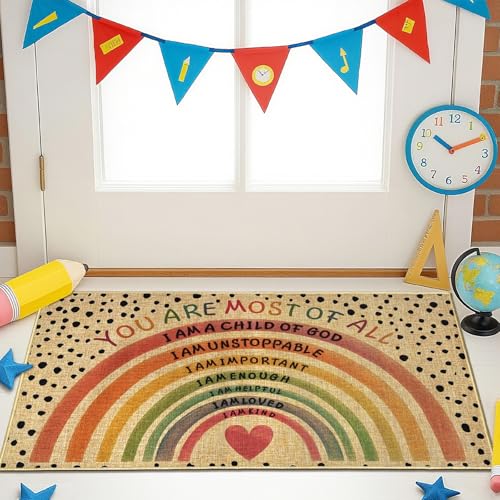 HATARU Willkommens-Fußmatte, Regenbogen-Matte für den Innen- und Außenbereich, rutschfeste Bodenmatte für Familie, Einweihungsgeschenke, rustikale Heimdekoration, 42,9 x 75,9 cm von HATARU