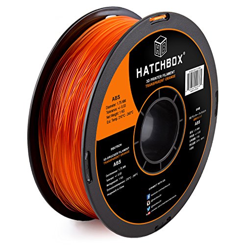 HATCHBOX 1,75 mm transparent orangenes ABS-Filament für 3D-Drucker - 1 kg-Spule - Maßgenauigkeit +/- 0,05 mm von HATCHBOX