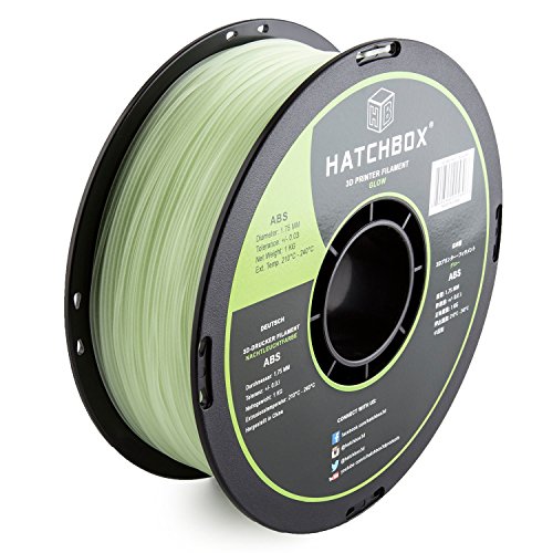 HATCHBOX ABS Filament für 3D Drucker - 1,75 mm Leuchtend 1 kg Spule - MakerBot RepRap MakerGear Ultimaker UVM. von HATCHBOX