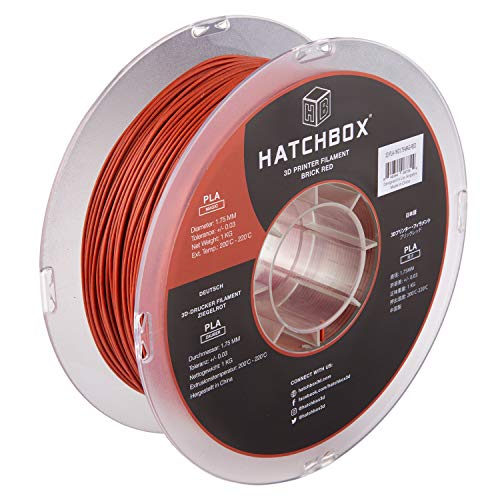 HATCHBOX Magic Stone PLA 3D Drucker Filament, Maßgenauigkeit +/- 0,03 mm, 1 kg Spule, 1,75 mm, ziegelrot von HATCHBOX