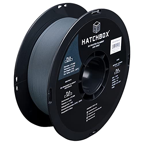 HATCHBOX Matte PLA 3D Drucker Filament, Maßgenauigkeit +/- 0.03mm, 1kg Spule, 1.75mm, Aschgrau von HATCHBOX