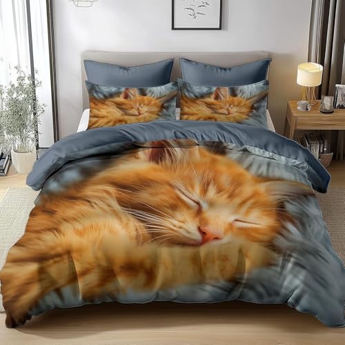 Bettwäsche 200x220 Katze, 3D Wendebettwäsche Niedliche Tiere Microfaser Bettwäsche Set Bettbezug 3 Teilig mit 2 Kissenbezug 80x80 cm 3911-ABC Bettwäsche 200x220 Katze, 3D Wendebettwäsche Niedliche Tiere Microfaser Bettwäsche Set Bettbezug 3 Teilig mit 2 Kissenbezug 80x80 cm 3911-ABC von HATEGE