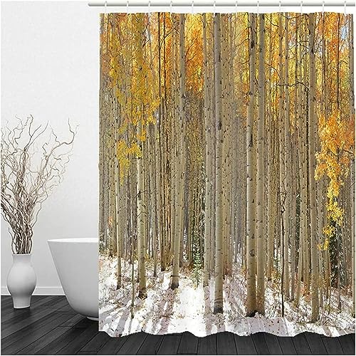 Duschvorhang Anti-Schimmel Baumsicht 3D Duschvorhänge 180x200 Herbst Duschvorhang Textil Waschbar Wsserdicht für Badezimmer Badewanne Badevorhang Bad von HATEGE