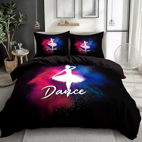 HATEGE Bettwäsche 135x200 4teilig Ballett, 3D Wendebettwäsche Tanzendes Mädchen Microfaser Bettwäsche Set für Kinder 2 Bettbezug 135x200 cm mit 2 Kissenbezug 80x80 cm 3715-ABC von HATEGE