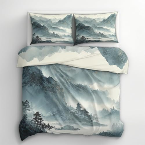 HATEGE Bettwäsche 135x200 4teilig Chinesisches Thema, 3D Wendebettwäsche Natürliche Landschaft Microfaser Bettwäsche Set für Kinder 2 Bettbezug 135x200 cm mit 2 Kissenbezug 80x80 cm 1859-ABC HATEGE Bettwäsche 135x200 4teilig Chinesisches Thema, 3D Wendebettwäsche Natürliche Landschaft Microfaser Bettwäsche Set für Kinder 2 Bettbezug 135x200 cm mit 2 Kissenbezug 80x80 cm 1859-ABC von HATEGE