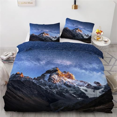 HATEGE Bettwäsche 135x200 4teilig Schneeberg, 3D Wendebettwäsche Berg Microfaser Bettwäsche Set für Kinder 2 Bettbezug 135x200 cm mit 2 Kissenbezug 80x80 cm 1915-ABC HATEGE Bettwäsche 135x200 4teilig Schneeberg, 3D Wendebettwäsche Berg Microfaser Bettwäsche Set für Kinder 2 Bettbezug 135x200 cm mit 2 Kissenbezug 80x80 cm 1915-ABC von HATEGE