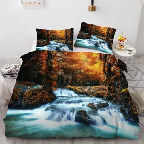 HATEGE Bettwäsche 135x200 Herbstwald, 3D Wendebettwäsche Fallen Microfaser Bettwäsche Set für Kinder Bettbezug 3 Teilig mit 2 Kissenbezug 80x80 cm 1986-ABC HATEGE Bettwäsche 135x200 Herbstwald, 3D Wendebettwäsche Fallen Microfaser Bettwäsche Set für Kinder Bettbezug 3 Teilig mit 2 Kissenbezug 80x80 cm 1986-ABC von HATEGE