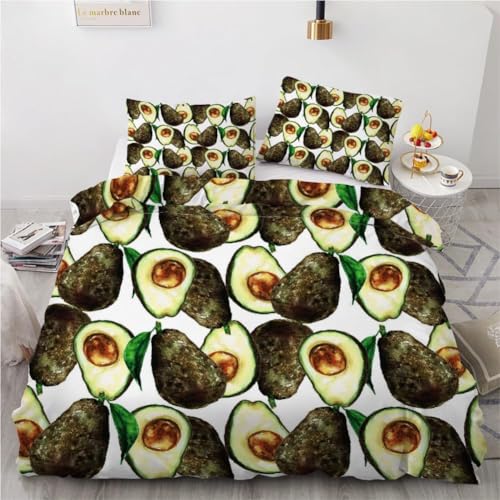 HATEGE Bettwäsche 140x200 Avocado, 3D Wendebettwäsche Avocado Microfaser Bettwäsche Set für Kinder Bettbezug 3 Teilig mit 2 Kissenbezug 80x80 cm 2012-ABC HATEGE Bettwäsche 140x200 Avocado, 3D Wendebettwäsche Avocado Microfaser Bettwäsche Set für Kinder Bettbezug 3 Teilig mit 2 Kissenbezug 80x80 cm 2012-ABC von HATEGE