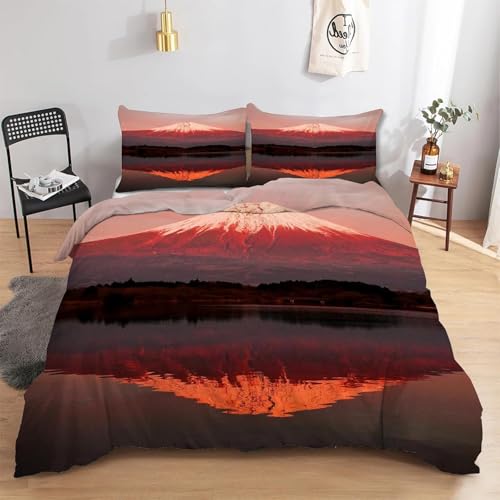 HATEGE Bettwäsche 140x200 Japanische Landschaft, 3D Wendebettwäsche Berg Microfaser Bettwäsche Set für Kinder Bettbezug 3 Teilig mit 2 Kissenbezug 80x80 cm 1836-ABC HATEGE Bettwäsche 140x200 Japanische Landschaft, 3D Wendebettwäsche Berg Microfaser Bettwäsche Set für Kinder Bettbezug 3 Teilig mit 2 Kissenbezug 80x80 cm 1836-ABC von HATEGE