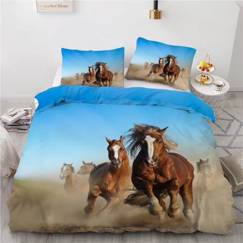 HATEGE Bettwäsche 140x200 Pferd, 3D Wendebettwäsche Nutztiere Microfaser Bettwäsche Set für Kinder Bettbezug 3 Teilig mit 2 Kissenbezug 80x80 cm 1964-ABC HATEGE Bettwäsche 140x200 Pferd, 3D Wendebettwäsche Nutztiere Microfaser Bettwäsche Set für Kinder Bettbezug 3 Teilig mit 2 Kissenbezug 80x80 cm 1964-ABC von HATEGE